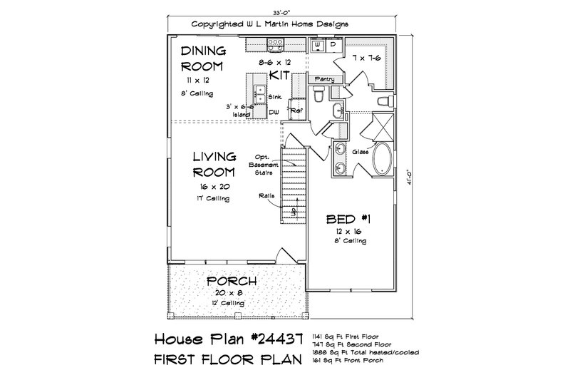 Home Plan - Floor Plan - Main Floor 1 for Cottage House Plan #513-2228 - 4 bed, 2.5 bath