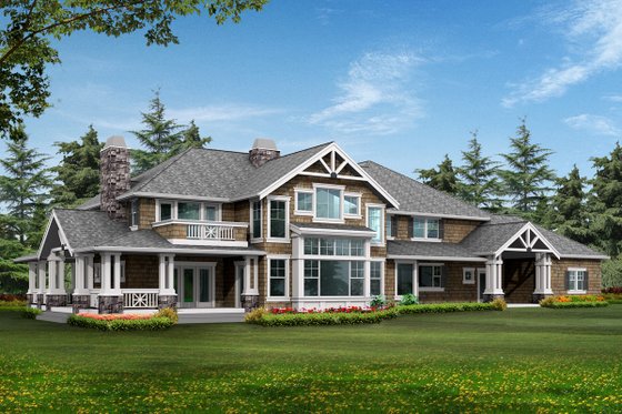 Exterior - Rear Elevation for Craftsman House Plan #132-213 - 4 bed, 3.5 bath