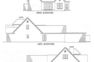 Exterior - Rear Elevation for Traditional House Plan #17-211 - 4 bed, 3 bath