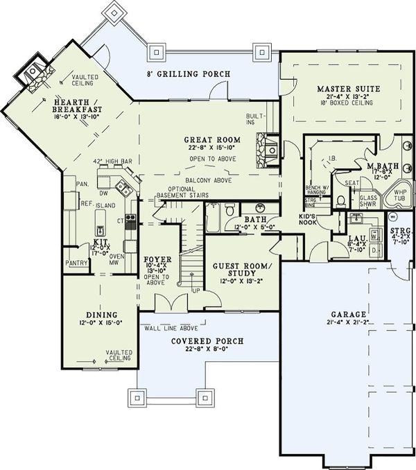 Home Plan - Craftsman Floor Plan - Main Floor Plan #17-2377