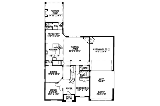 Floor Plan - Main Floor for European House Plan #141-355 - 5 bed, 4.5 bath