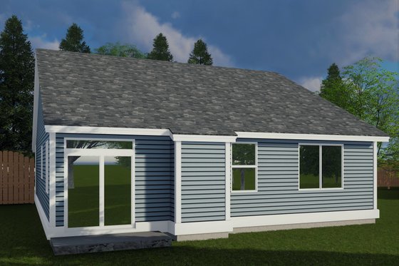 Exterior - Rear Elevation for Cottage House Plan #53-623 - 3 bed, 2 bath
