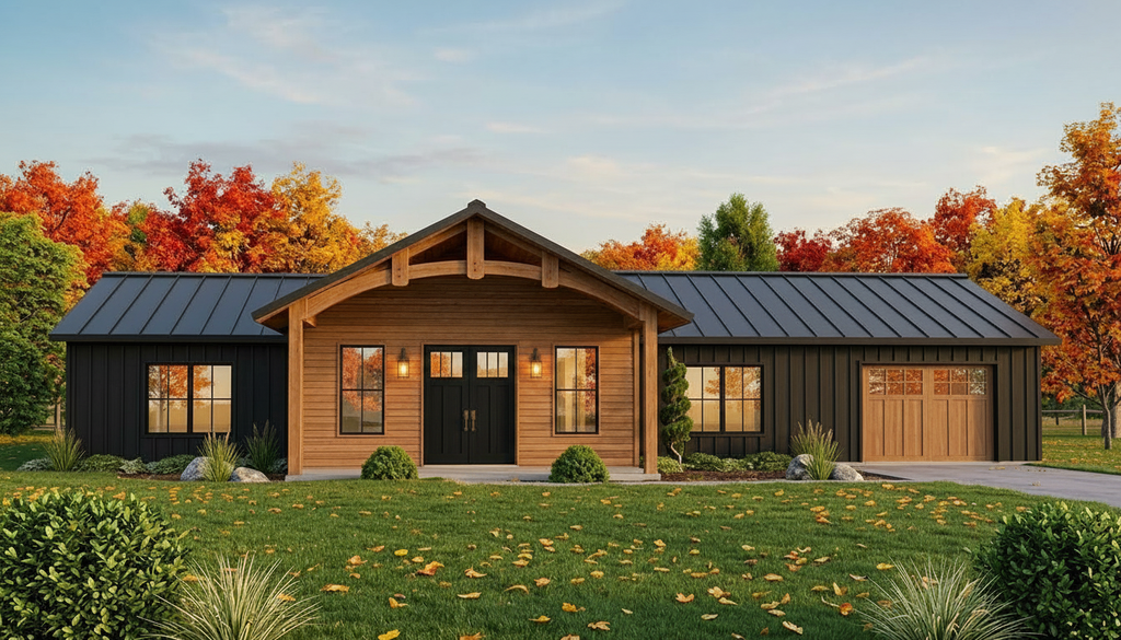 Exterior - Front Elevation 2 for Barndominium House Plan #1064-267 - 2 bed, 2 bath