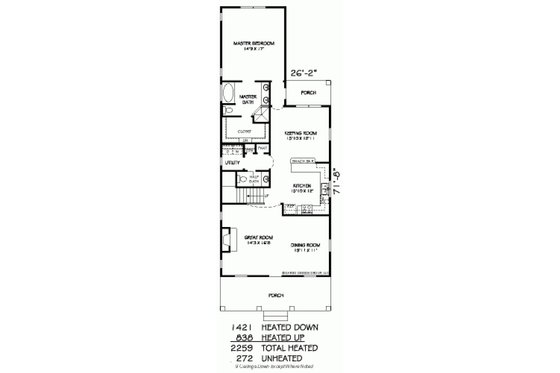 Floor Plan - Main Floor for Farmhouse House Plan #424-203 - 3 bed, 2.5 bath