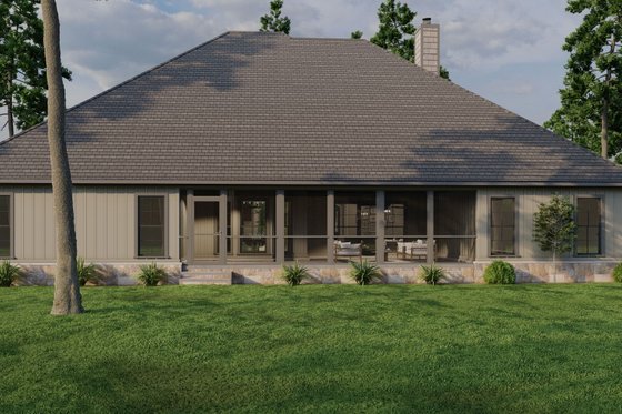 Exterior - Rear Elevation for Ranch House Plan #923-75 - 4 bed, 3 bath