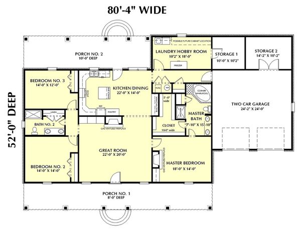 House Blueprint - Southern Floor Plan - Main Floor Plan #44-144
