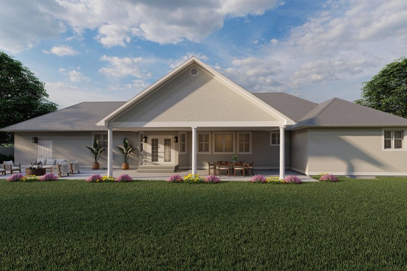 House Blueprint - Exterior - Rear Elevation 1 for Ranch House Plan #1060-170 - 3 bed, 2 bath