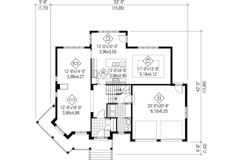 Dream House Plan - Floor Plan - Main Floor for Traditional House Plan #25-4344 - 3 bed, 2 bath