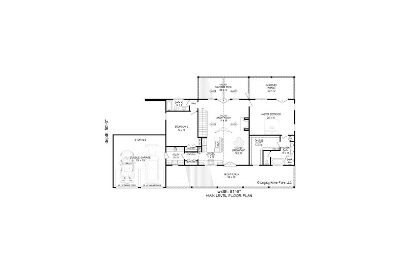 House Plan Design - Floor Plan - Main Floor for Ranch House Plan #932-677 - 2 bed, 2 bath