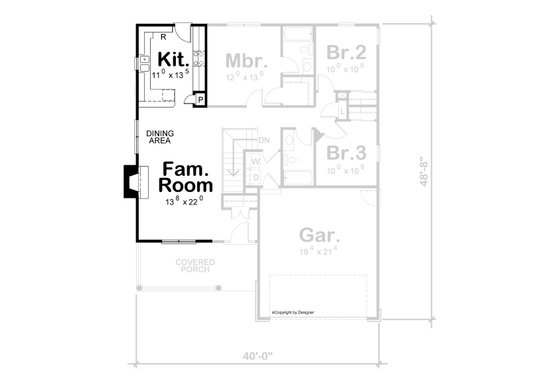 Floor Plan - Other Floor for Cottage House Plan #20-2225 - 3 bed, 2 bath