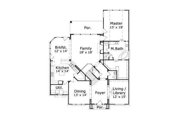 Floor Plan - Main Floor for Traditional House Plan #411-279 - 4 bed, 3.5 bath