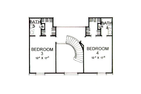 Floor Plan - Upper Floor for Classical House Plan #472-1 - 4 bed, 4.5 bath