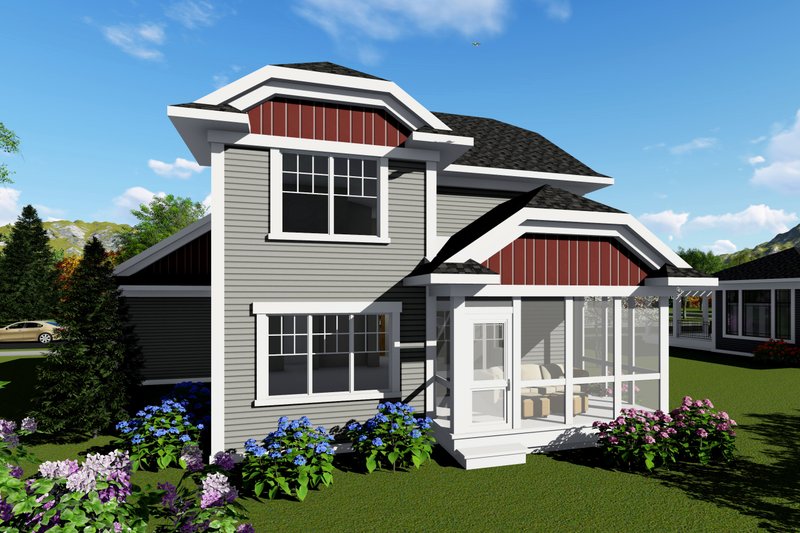 House Plan Design - Exterior - Rear Elevation for Craftsman House Plan #70-1415 - 3 bed, 2.5 bath