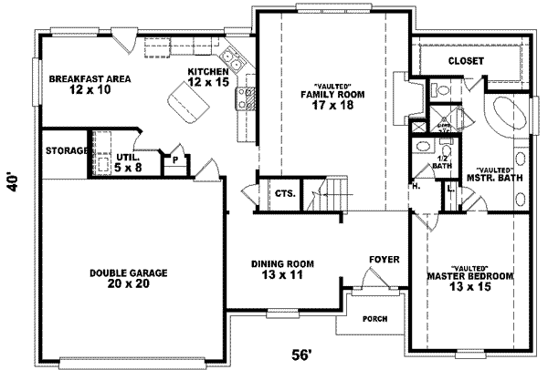 Floor Plan - Main Floor for European House Plan #81-754 - 3 bed, 2.5 bath
