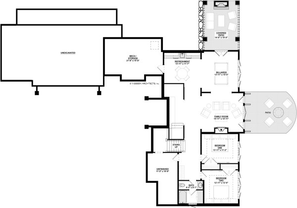Traditional Floor Plan - Lower Floor Plan #928-368