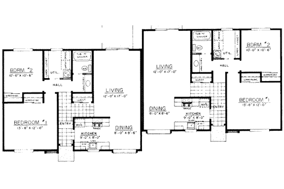 Floor Plan - Main Floor for Ranch House Plan #303-176 - 2 bed, 1 bath