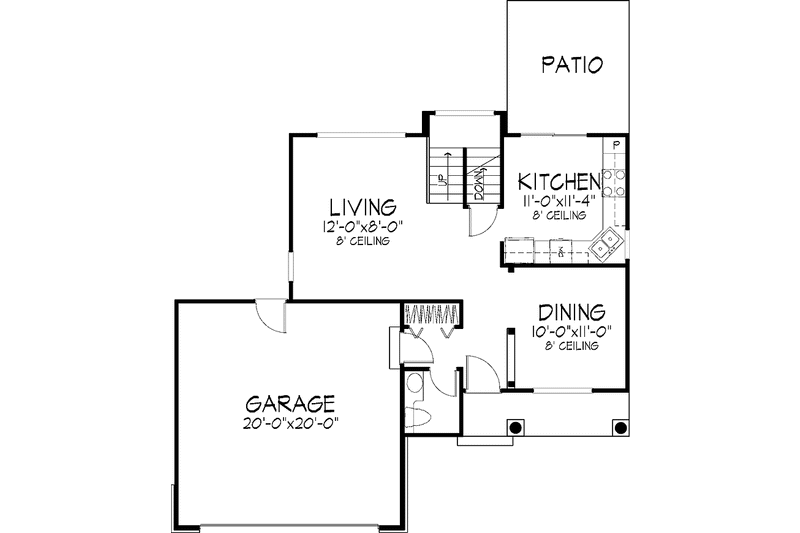 Home Plan - Floor Plan - Main Floor for Country House Plan #320-550 - 3 bed, 2.5 bath
