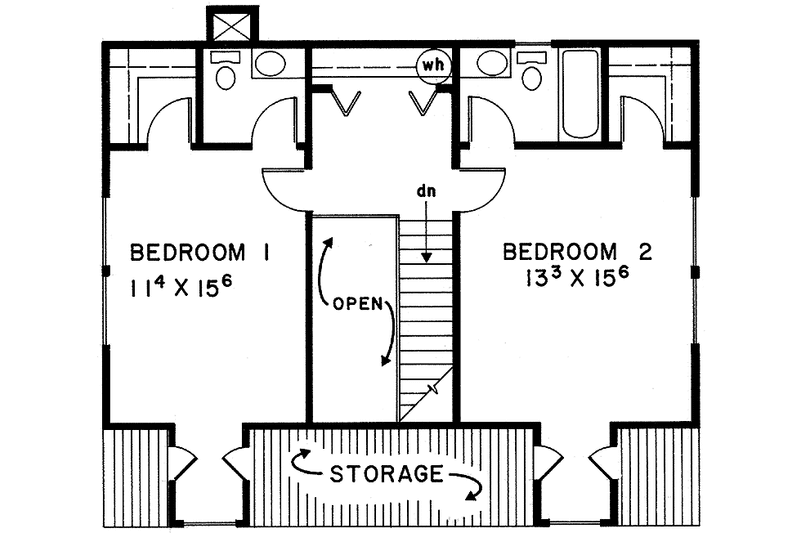 Home Plan - Floor Plan - Upper Floor for Contemporary House Plan #60-732 - 3 bed, 2.5 bath