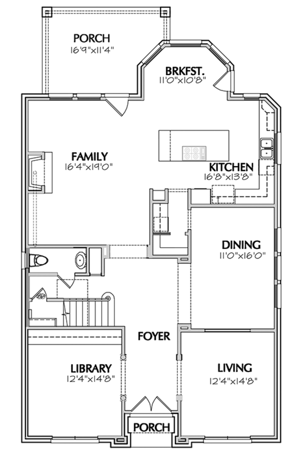 House Blueprint - Traditional Floor Plan - Main Floor Plan #1021-11