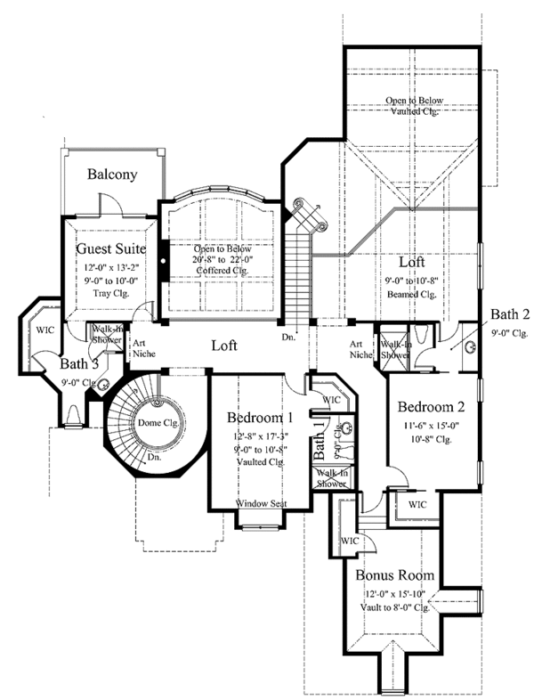 House Blueprint - Mediterranean Floor Plan - Upper Floor Plan #930-274