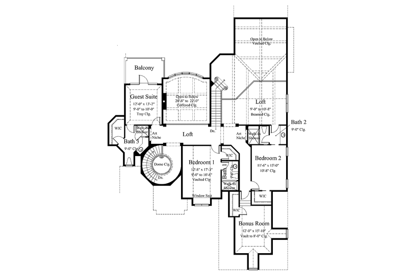 Architectural House Design - Floor Plan - Upper Floor for Mediterranean House Plan #930-274 - 4 bed, 4.5 bath