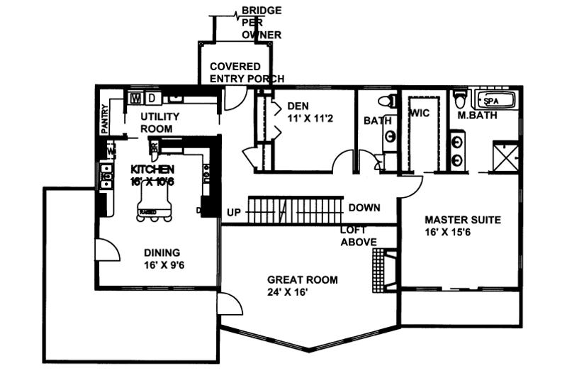 Home Plan - Floor Plan - Main Floor for Contemporary House Plan #117-803 - 3 bed, 2.5 bath