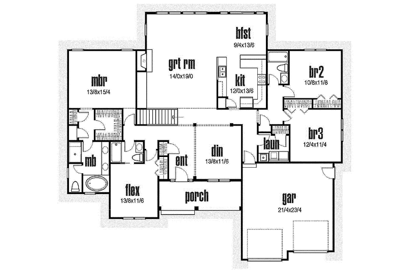 Home Plan - Floor Plan - Main Floor for Traditional House Plan #435-18 - 3 bed, 3 bath