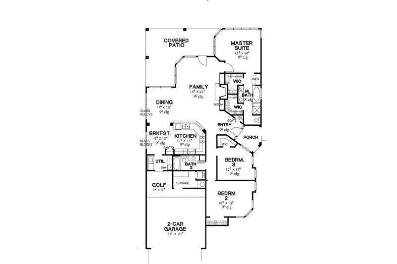 Home Plan - Floor Plan - Main Floor for Mediterranean House Plan #472-73 - 3 bed, 2 bath