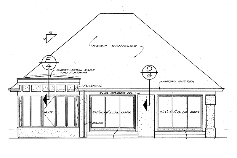 Home Plan - Exterior - Rear Elevation for Craftsman House Plan #72-935 - 2 bed, 2 bath