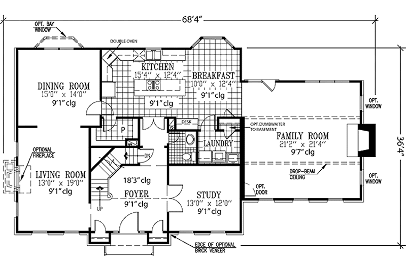 Architectural House Design - Floor Plan - Main Floor for Colonial House Plan #953-35 - 4 bed, 3.5 bath