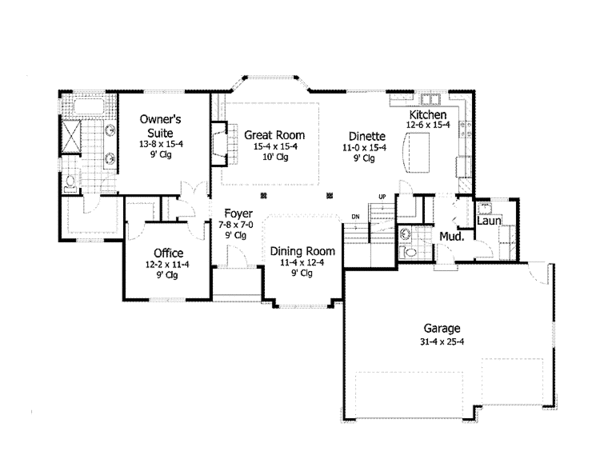 Architectural House Design - Traditional Floor Plan - Main Floor Plan #51-1052