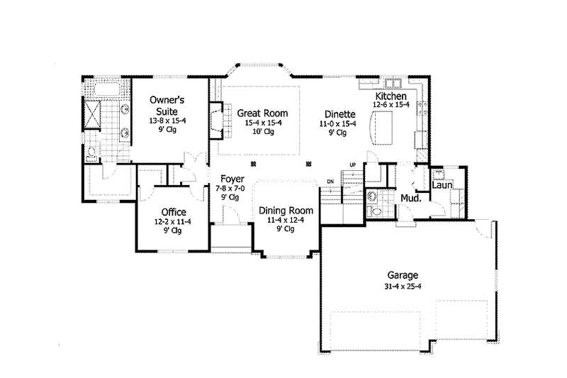 Dream House Plan - Floor Plan - Main Floor for Traditional House Plan #51-1052 - 4 bed, 2.5 bath