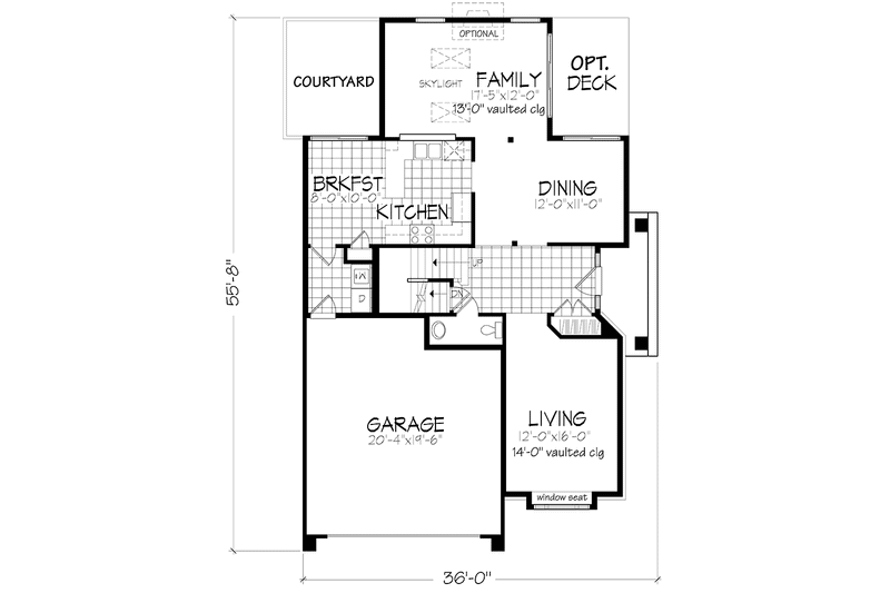 House Blueprint - Floor Plan - Main Floor for Prairie House Plan #320-1082 - 3 bed, 2.5 bath
