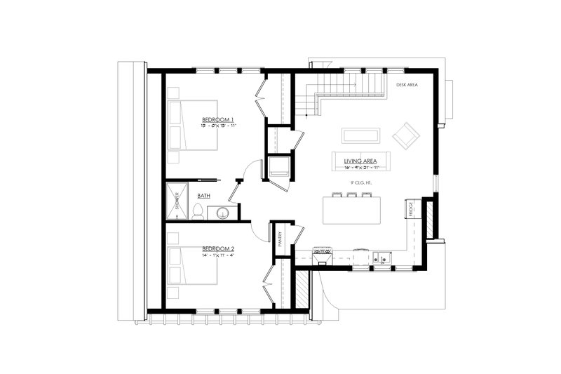 Home Plan - Floor Plan - Upper Floor for Farmhouse House Plan #1114-49 - 2 bed, 1 bath