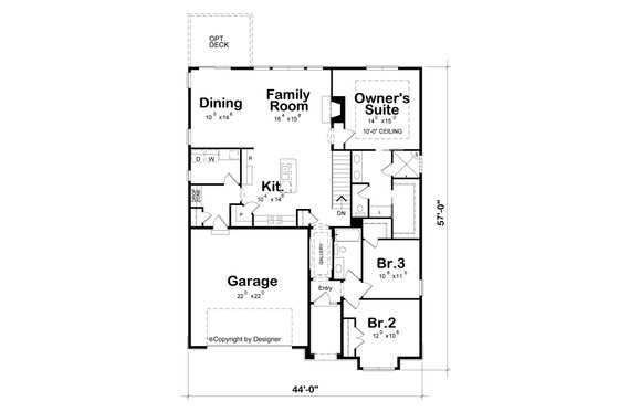 Floor Plan - Main Floor for Cottage House Plan #20-2190 - 3 bed, 2 bath