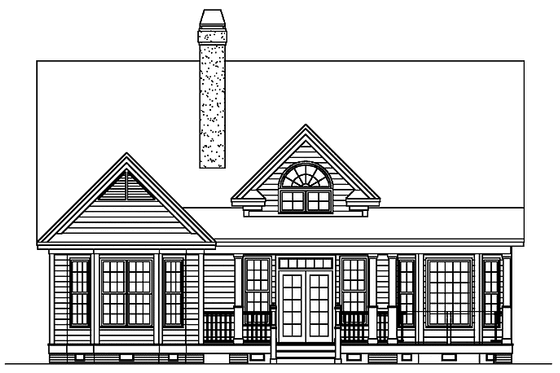 Exterior - Rear Elevation 2 for Country House Plan #929-522 - 3 bed, 2.5 bath