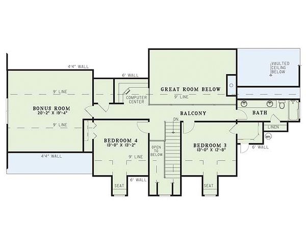 Colonial Floor Plan - Upper Floor Plan #17-2068