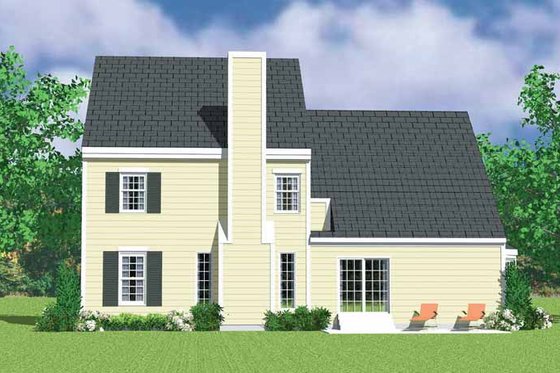 Exterior - Rear Elevation for Country House Plan #72-1121 - 4 bed, 3.5 bath