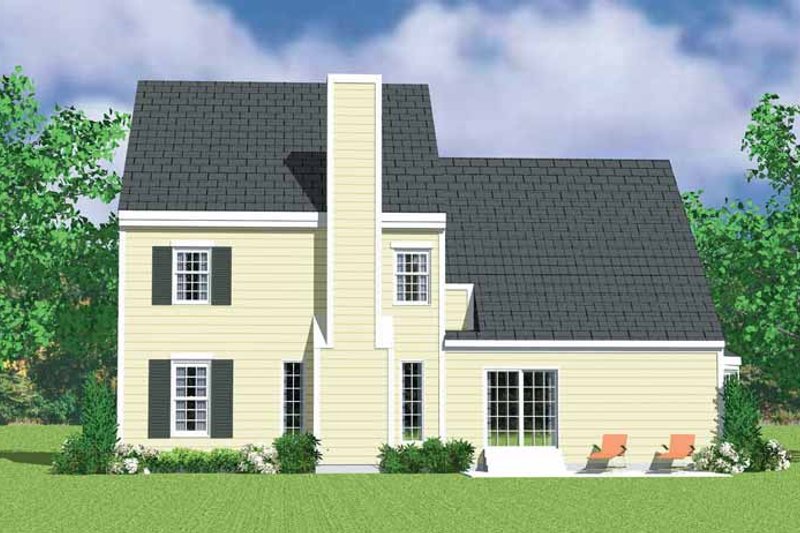 Home Plan - Exterior - Rear Elevation for Country House Plan #72-1121 - 4 bed, 3.5 bath