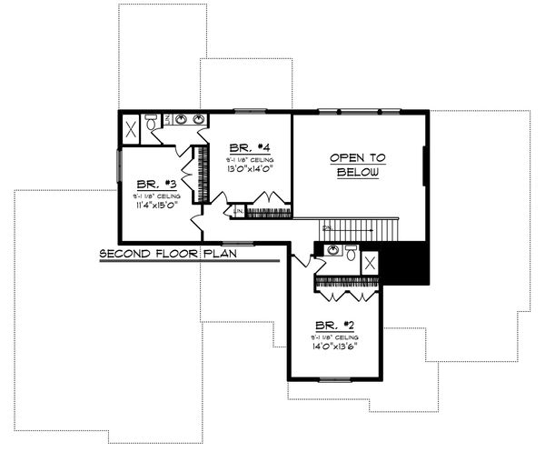 Farmhouse Floor Plan - Upper Floor Plan #70-1469