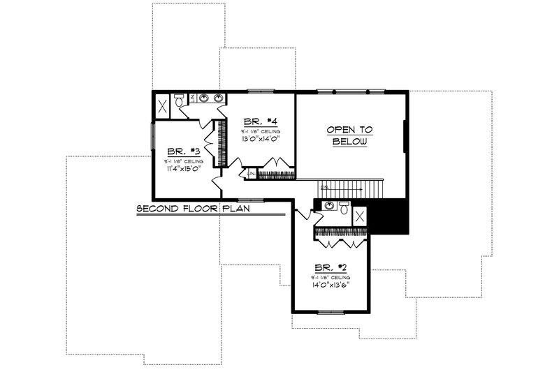 House Plan Design - Floor Plan - Upper Floor for Farmhouse House Plan #70-1469 - 4 bed, 4 bath