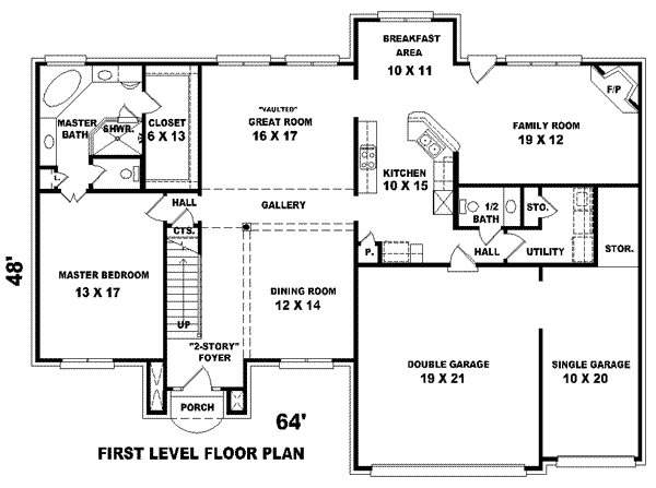Floor Plan - Main Floor for Traditional House Plan #81-906 - 4 bed, 3.5 bath