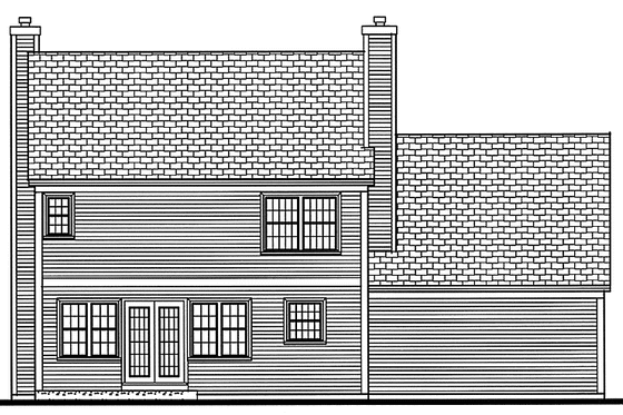 Exterior - Rear Elevation for Colonial House Plan #3-273 - 3 bed, 2.5 bath