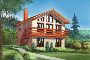 Cabin Style House Plan - 3 Beds 1 Baths 1248 Sq/Ft Plan #25-4849 