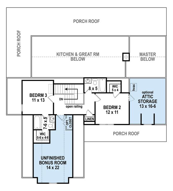 House Blueprint - Farmhouse Floor Plan - Upper Floor Plan #119-433
