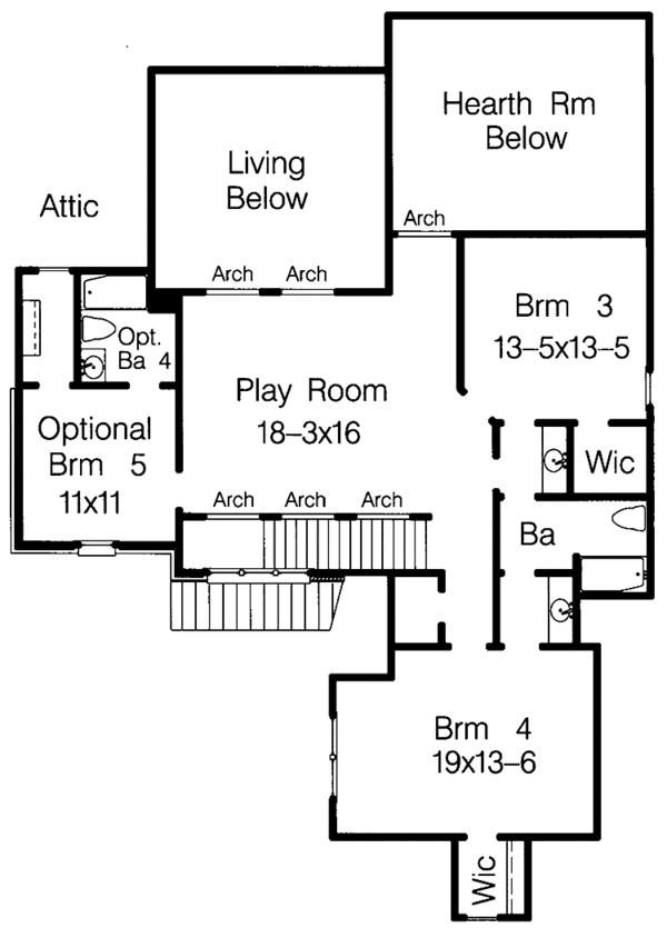 House Plan Design - Traditional Floor Plan - Upper Floor Plan #15-389
