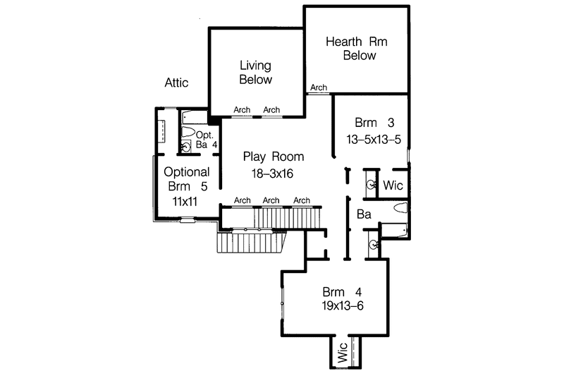 Home Plan - Floor Plan - Upper Floor for Traditional House Plan #15-389 - 4 bed, 3 bath