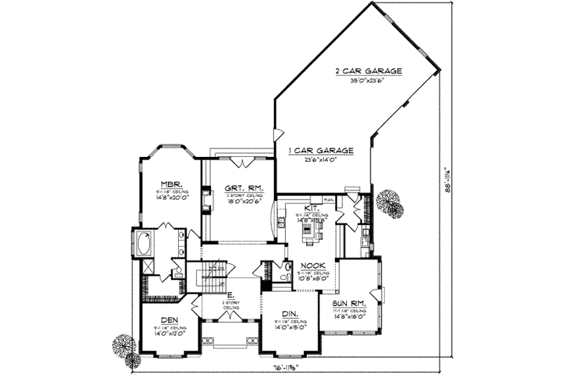 House Plan Design - Floor Plan - Main Floor for Traditional House Plan #70-695 - 3 bed, 3.5 bath