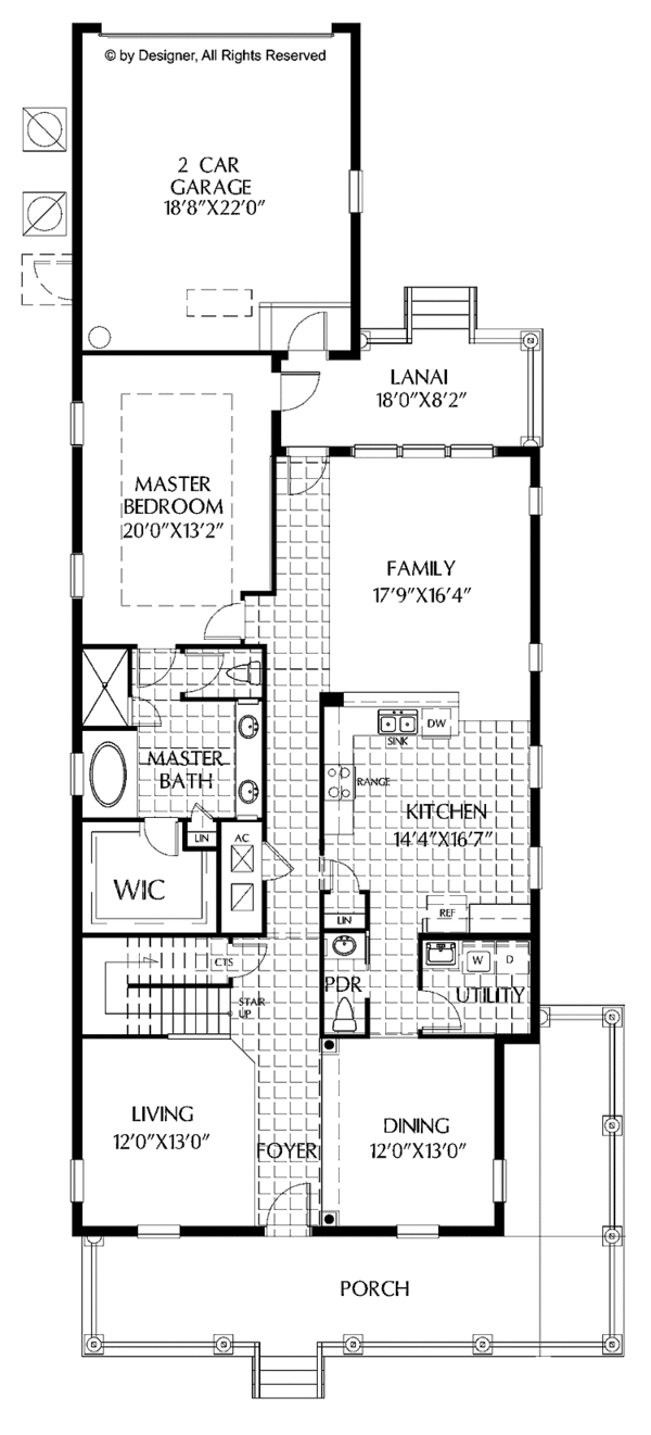 House Blueprint - Colonial Floor Plan - Main Floor Plan #999-158