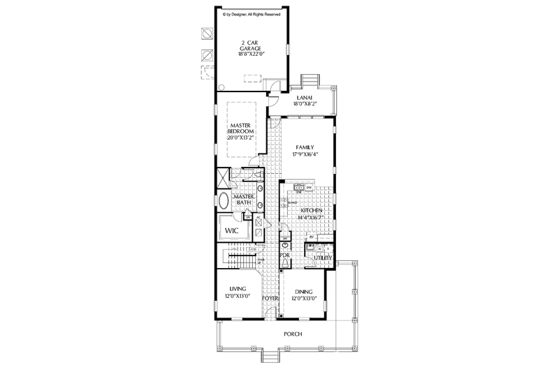 Home Plan - Floor Plan - Main Floor for Colonial House Plan #999-158 - 3 bed, 2.5 bath